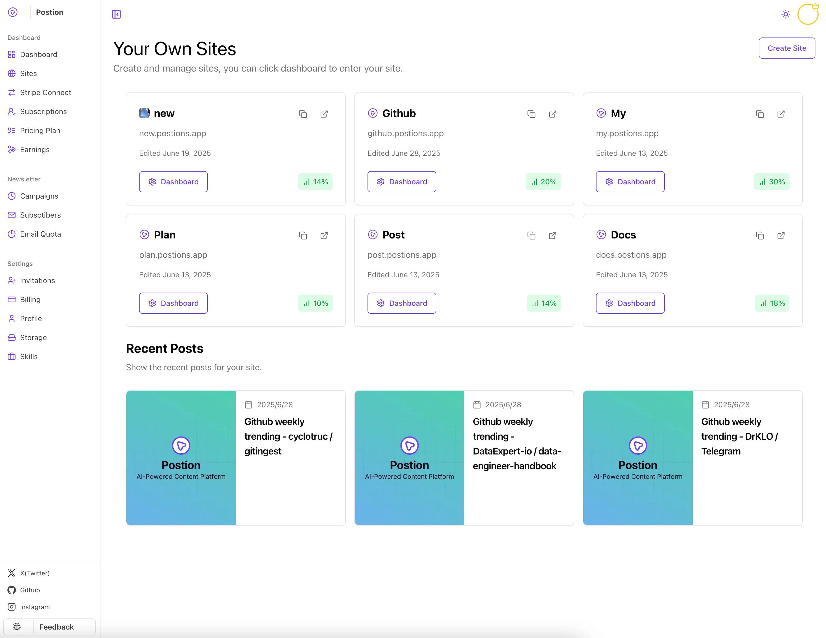 Website creation interface showing sign up process