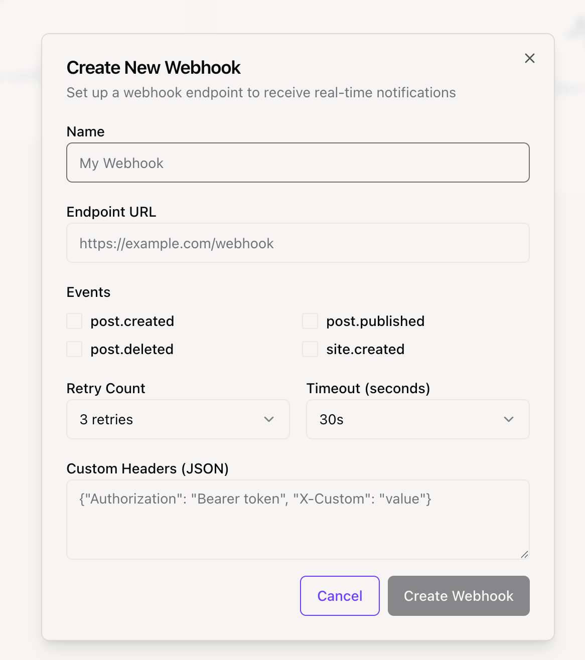 Create Webhook